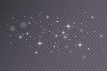 Poster - White png dust light. Bokeh light lights effect background. Christmas background of shining dust Christmas glowing light bokeh confetti and spark overlay texture for your design.