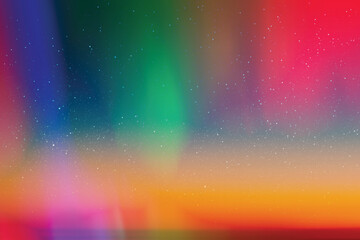 Sticker - Rainbow aurora borealis. Night starry sky and colorful polar lights