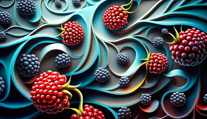 the background of the berries lined up according to the principles of mathematical patterns.generati