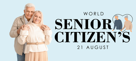 Poster - Banner for World Senior Citizen's Day with happy mature couple