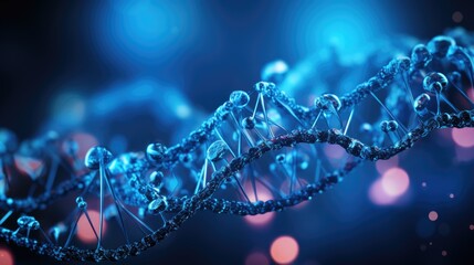 A close up of a double strand of dna. Generative AI image.