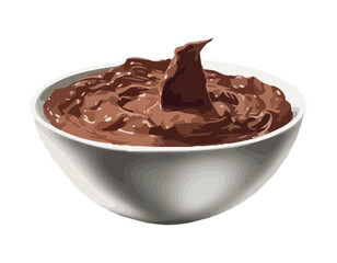 Sticker - Gourmet dessert bowl with chocolate cream sauce