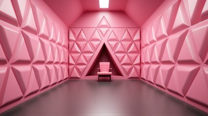 A pink room with a chair in it. Generative AI image.