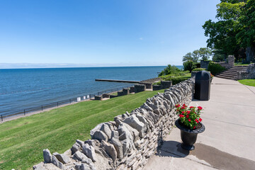 view of Lake Ontario and Olcott Beach from Krull Park in Olcott, New York