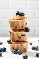 Canvas Print - Healthy blueberry muffins with fresh berries