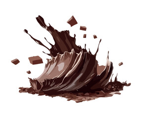 Sticker - Splashing Chocolate sweet food on isolated