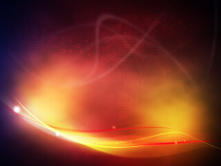 Poster - Abstract red background with waves and spotlights