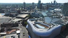 View Of The Skyline Of Birmingham, UK Including The Church Of St Martin, The Bullring Shopping Centre And The Outdoor Market.