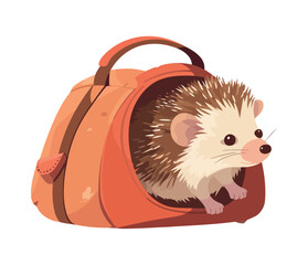 Poster - Cute hedgehog carrying bag