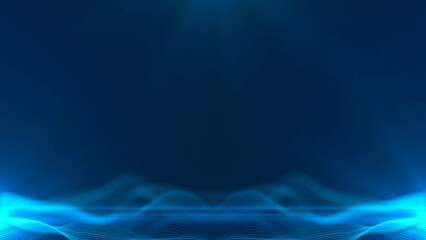 Wall Mural - beautiful abstract wavy lines technology backdrop blue digital particles effect as corporate concept
