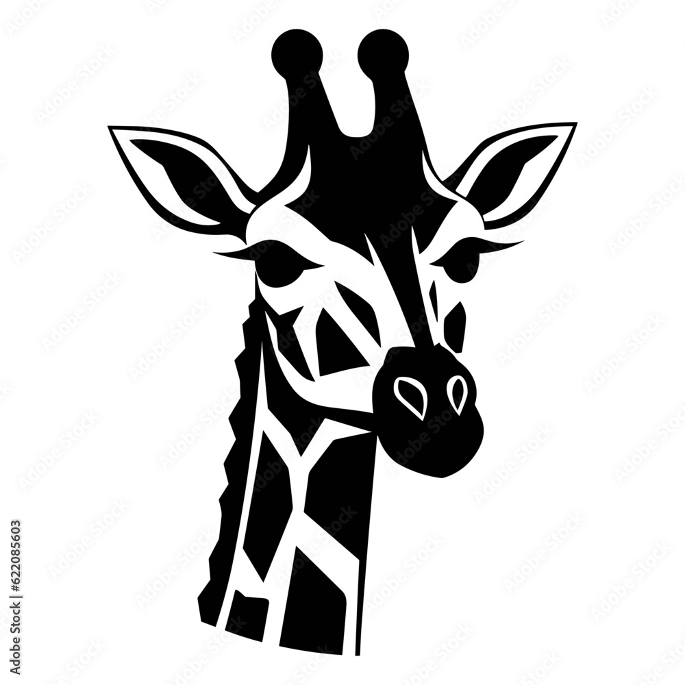 Giraffe head black silhouette portrait logo svg vector Stock Vector ...