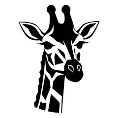 Poster - Giraffe head black silhouette portrait logo svg vector