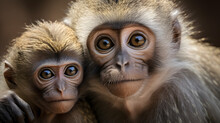 Wildlife Zoo Safari Africa Monkeys Animals - Collection Close Up Of Group Of Monkey Family With Baby Portrait
