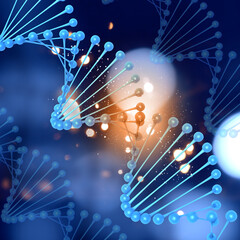 Wall Mural - 3D render of a medical background with DNA strands