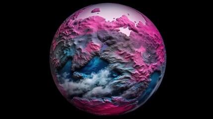 Wall Mural - View from above on extraterrestrial fictional planet. Fictional Generative AI
