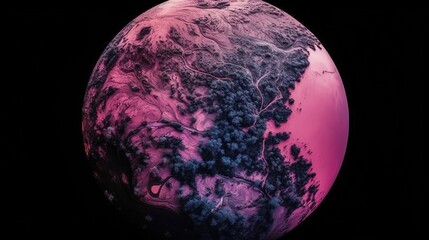 Wall Mural - View from above on extraterrestrial fictional planet. Fictional Generative AI
