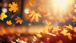 © Eduardo - Background of falling maple leaves with a defocused background, autumn background, Generative AI