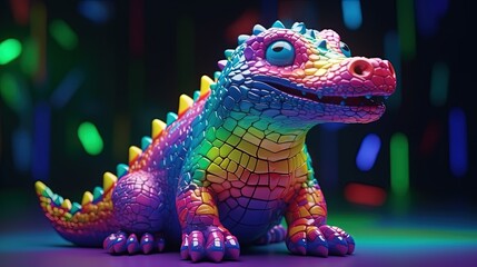 Wall Mural - Futuristic fantasy crocodile. Colorful crocodile creature. Generative AI