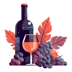 Sticker - Autumn vineyard harvest delicious wine bottle