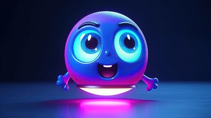 Wall Mural - Cute purple round character. Purple cartoon character. Generative AI