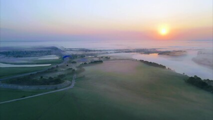 Wall Mural - sunset over the river