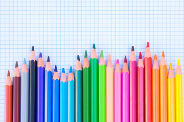 Canvas Print - Back to school pencils rainbow on ruled paper