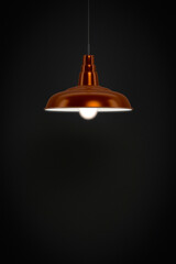 Wall Mural - 3d rendering of a red lamp in front of a dark wall with space for your content