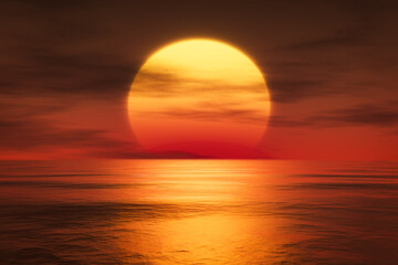 Canvas Print - 3d rendering of a sunset over the sea