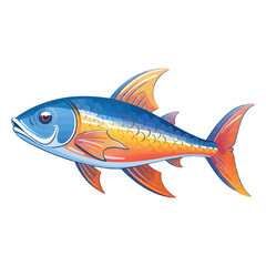 Sticker - Aquatic Delight: 2D Illustration of a Mesmerizing Rainbow Shark