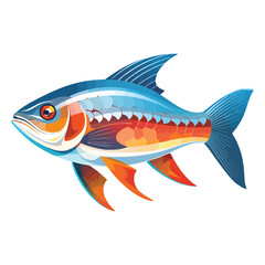 Sticker - Aquatic Delight: 2D Illustration of a Mesmerizing Rainbow Shark