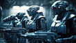 © Virtual Art Studio - In a futuristic battlefield, armored AI soldiers engage in a high-tech war, showcasing the power of advanced technology and teamwork. Generative AI