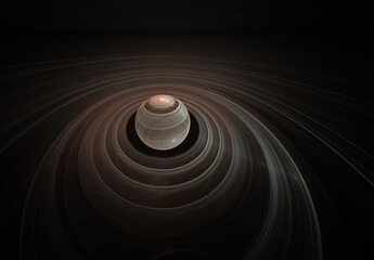 Wall Mural - brown striped planet in 3d with saturn's rings in outer space, the color of coffee with milk