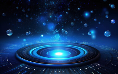 Sticker - glowing technology circle background,created with generative ai tecnology.