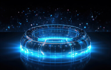 Sticker - glowing technology circle background,created with generative ai tecnology.