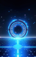 Sticker - glowing technology circle background,created with generative ai tecnology.