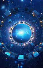 Sticker - glowing technology circle background,created with generative ai tecnology.