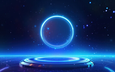 Sticker - glowing technology circle background,created with generative ai tecnology.