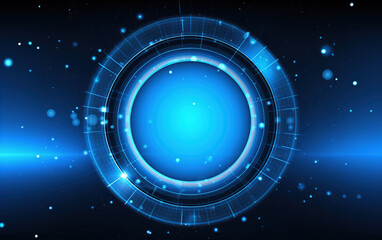 Sticker - glowing technology circle background,created with generative ai tecnology.