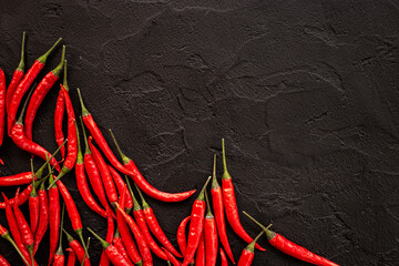 Wall Mural - Spicy vegetables background - red chili pepper,top view