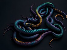Snake Animal Abstract Wallpaper. Contrast Background Serpent In Vivid Colors. Ai Generated