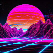 Landscape Vapor Wave Synth Background Cyber Punk 