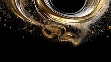 Swirl Of Liquid Gold And Silver Against A Black Background Generative AI