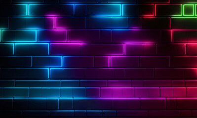 neon brick texture background, generative ai