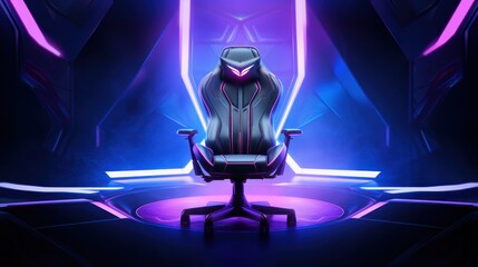 Gaming chair with neon lights visually striking ambiental scene that transports players into the game's immersive world.