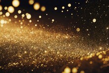 Abstract Shiny Light And Gold Particle Background.