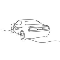 Wall Mural - continous line art car automotive black line draw conceptual