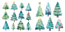 Watercolor Christmas Tree Clipart For Graphic Resources