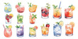 watercolor Cocktail Drinks clipart for graphic resources