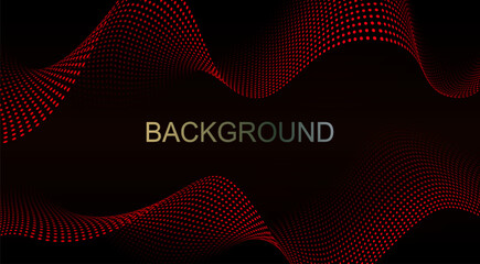 Canvas Print - Isolated red bright smooth shapes, waves on black design