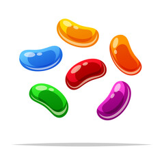 Wall Mural - Colorful jelly beans candy vector isolated illustration